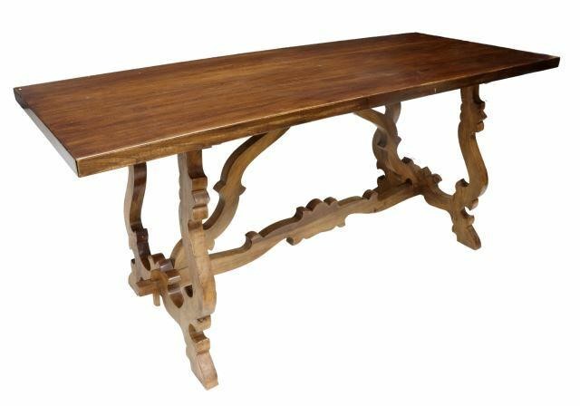 Appraisal: Spanish Baroque style walnut table th c having rectangular top