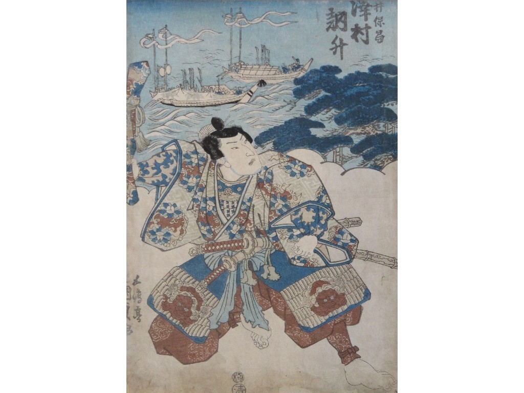 Appraisal: Japanese woodblock print of a Samurai