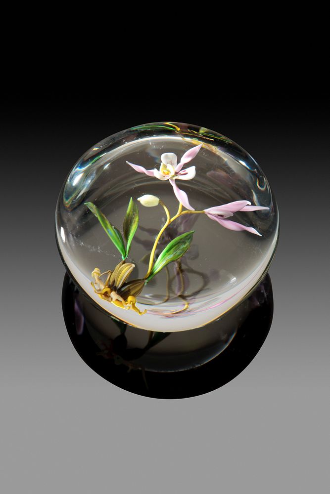 Appraisal: Pink and White Spindly Orchid by Paul Stankard Flameworked glass