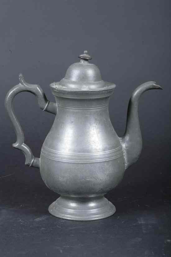 Appraisal: EARLY AMERICAN PEWTER COFFEE POT early th century eagle mark