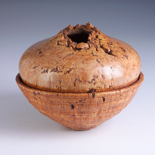 Appraisal: DENNIS ELLIOTT Fine Maple burl turned wood vessel with torn