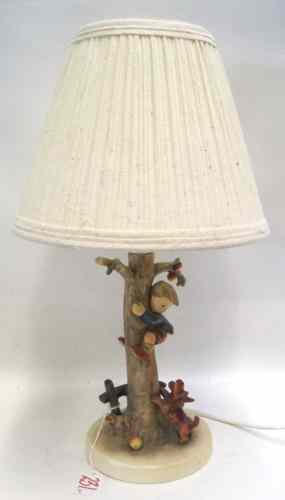 Appraisal: GERMAN HUMMEL PORCELAIN FIGURAL TABLE LAMP ''Culprits '' HUM A