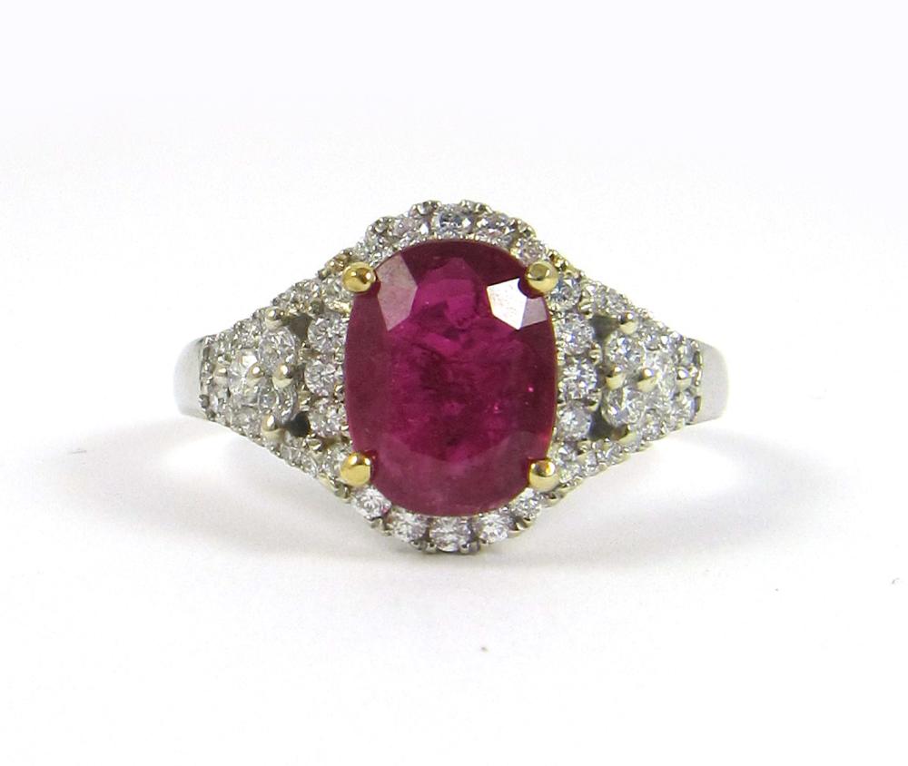 Appraisal: RUBY DIAMOND AND FOURTEEN KARAT GOLD RING The k white