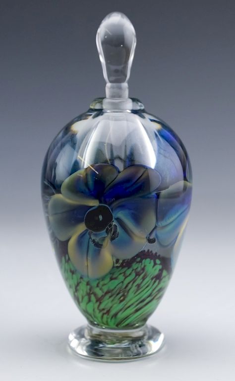 Appraisal: Satava Studio Art Glass Floral Perfume Sent Bottle Guaranteed Authentic