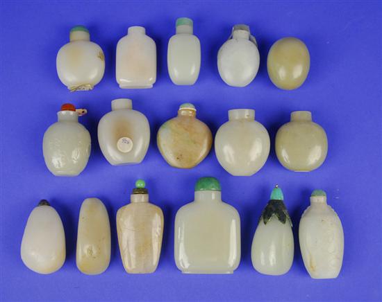 Appraisal: COLLECTION OF SIXTEEN CHINESE JADE SNUFF BOTTLES Condition Mostly very