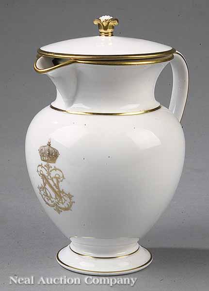 Appraisal: A Sevres Porcelain Coffeepot with gilt banding and Napoleonic crest