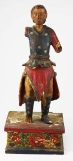 Appraisal: late th- early th c carved painted wooden figure probably