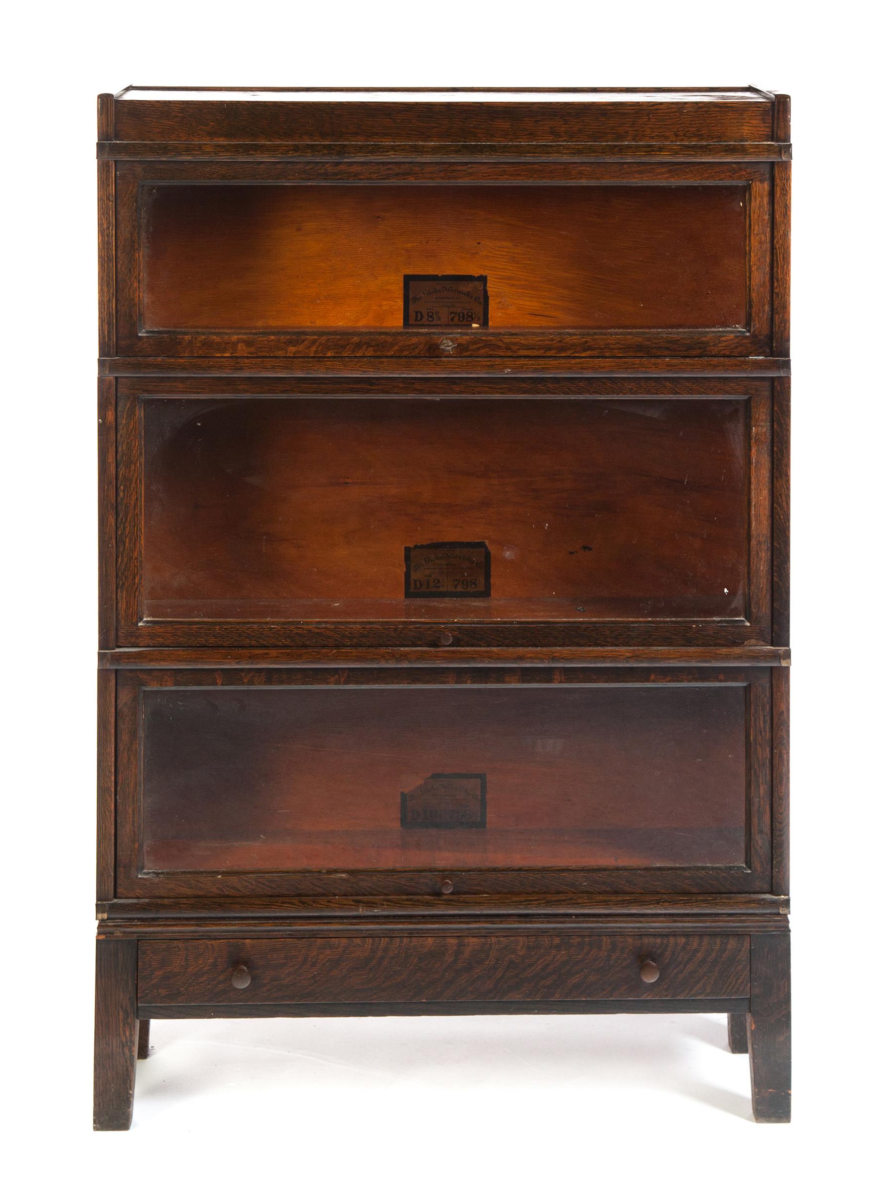 Appraisal: GLOBE-WERNICKE AND COMPANY THREE-SECTION STACKING BOOKCASE American st quarter- th