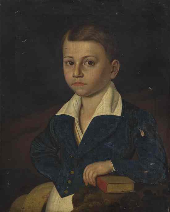 Appraisal: American School th century Portrait of a Boy with Book