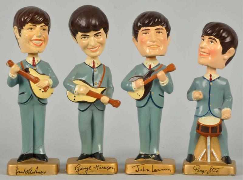 Appraisal: Set of Vintage Beatles Bobbing Head Mascot Dolls Includes all