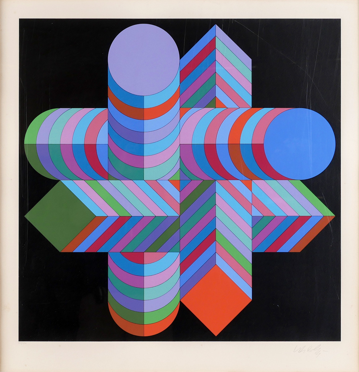 Appraisal: VASARELY Victor Hungarian - Geometric Composition Crayons Serigraph sight size