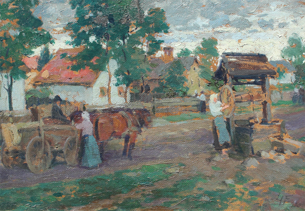 Appraisal: GAAL Ferenc Hungarian - Daily Life in Hungarian Village Oil