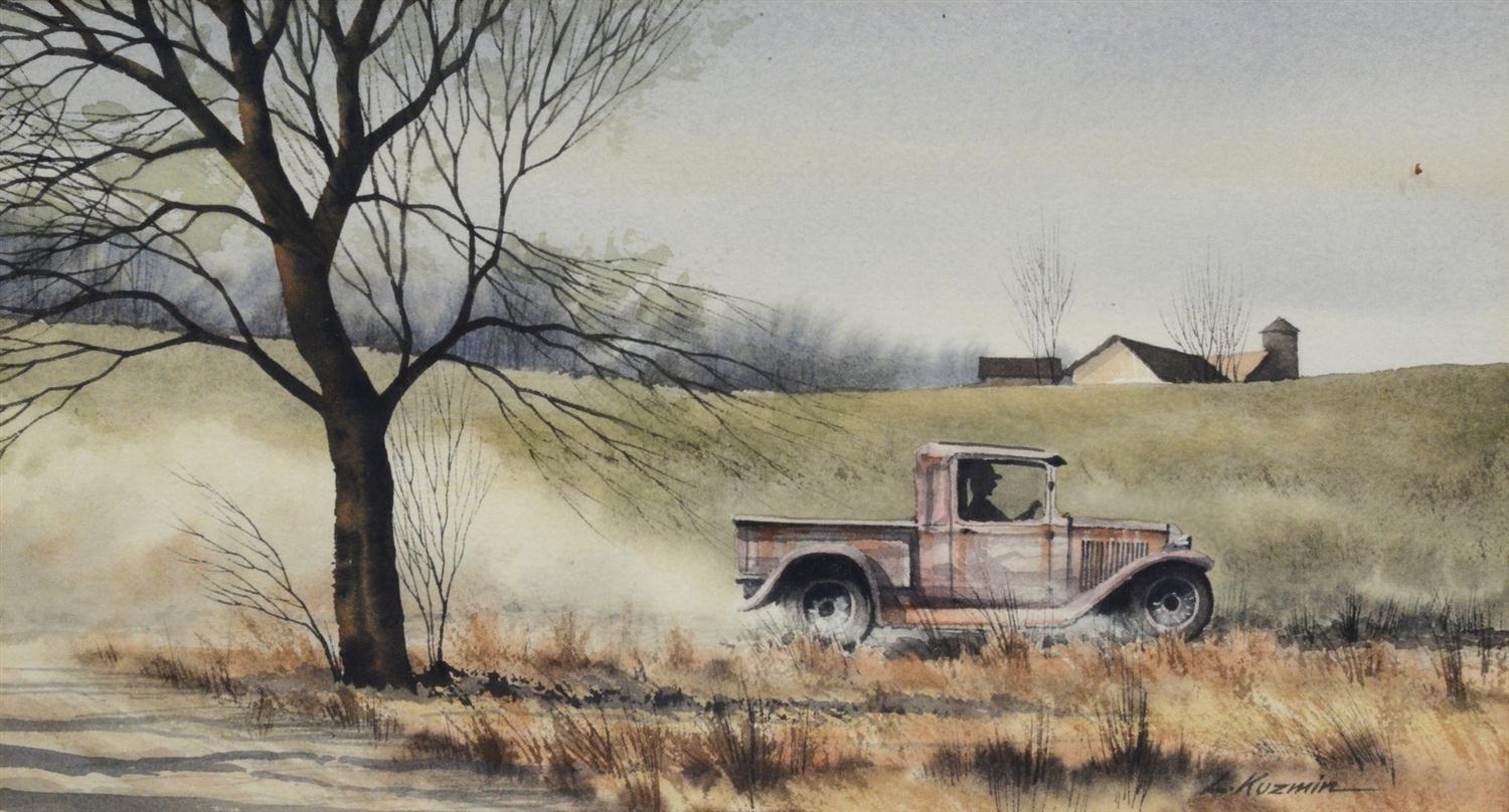 Appraisal: Larry Kuzmin American Active PA th Century watercolor Farm and