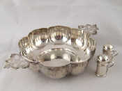 Appraisal: A two handled Victorian silver sweetmeats dish with lobed sides