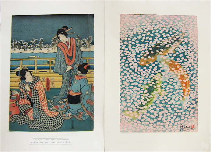 Appraisal: TWO JAPANESE COLOR WOODCUTS Utagawa Kunisada I Toyokuni III -