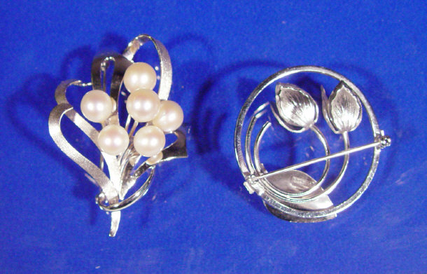 Appraisal: Silver and pearl floral brooch and a sterling silver tulip