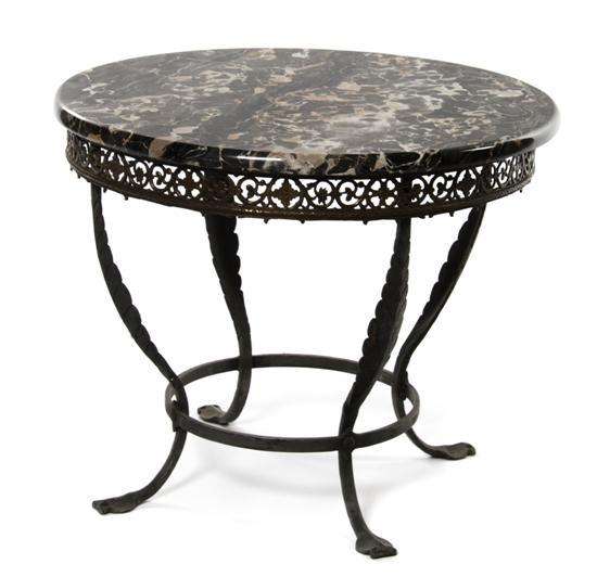 Appraisal: Neoclassical Style Cast Metal Occasional Table having a circular marble