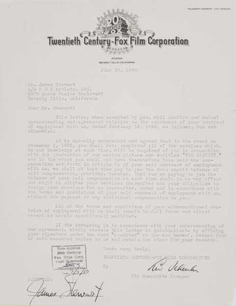 Appraisal: JAMES STEWART Group of typed letters signed by Stewart concerning