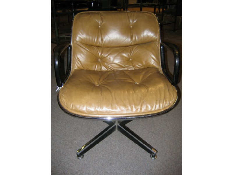 Appraisal: CHARLES POLLACK FOR HERMAN MILLER Molded plastic and brown leather