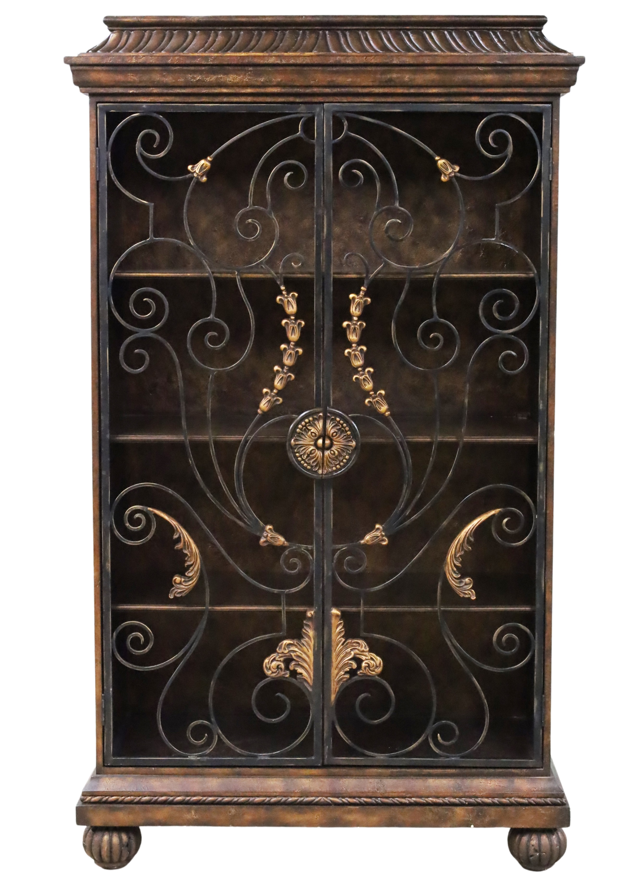 Appraisal: Decorative open front cabinet having ornate gilt metal full length