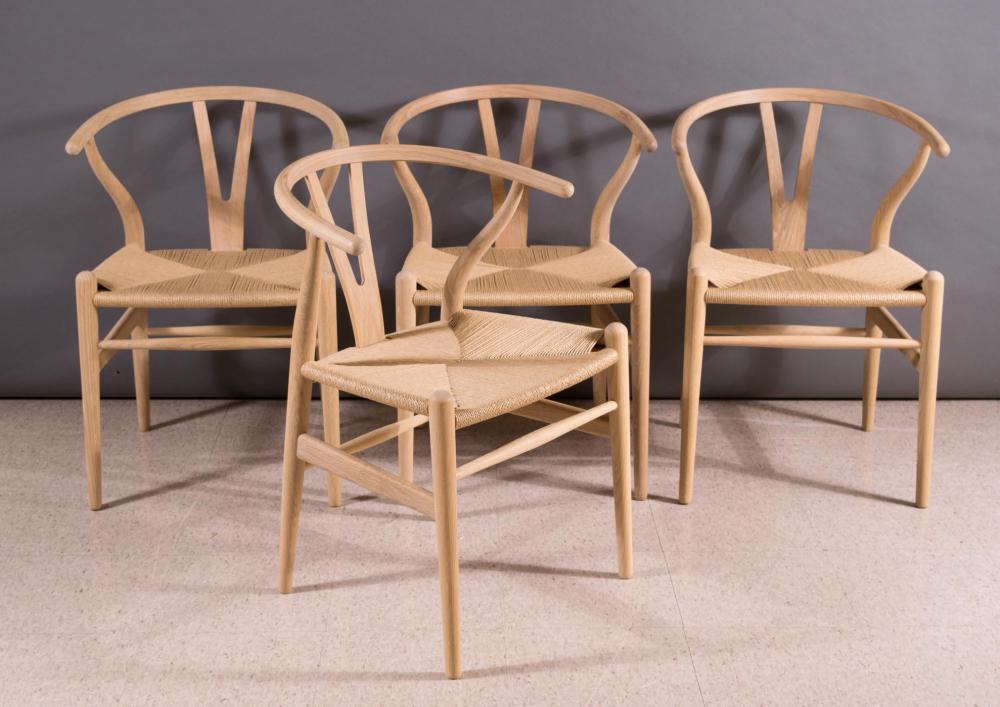 Appraisal: SET OF FOUR CH WISHBONE CHAIRS Hans J Wegner design