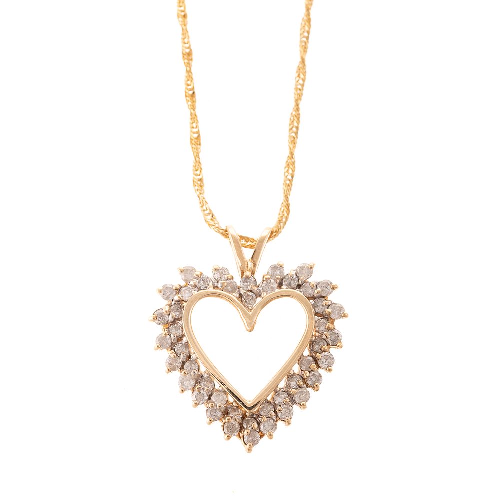 Appraisal: A ctw Diamond Open Heart Pendant in Gold K yellow