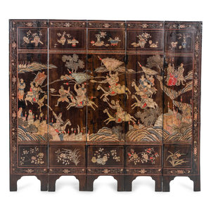 Appraisal: A Coromandel Lacquer Five-Panel Screen Late th Early th Century