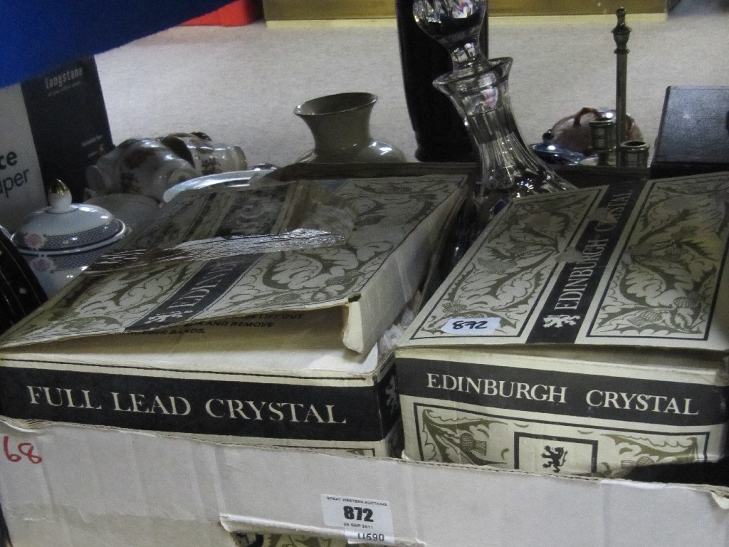 Appraisal: Box of Edinburgh crystal drinking glasses decanters etc