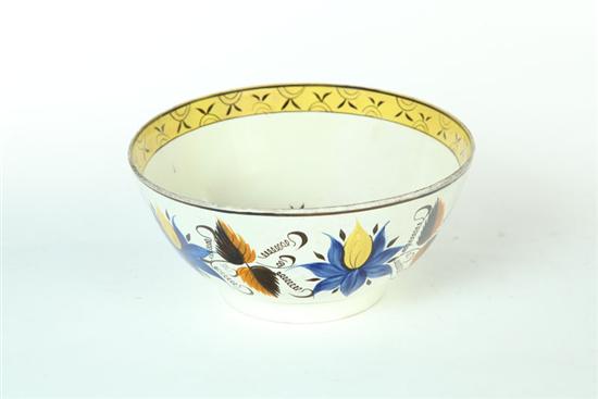 Appraisal: LEEDS-TYPE BOWL England early th century Large four-color bowl with