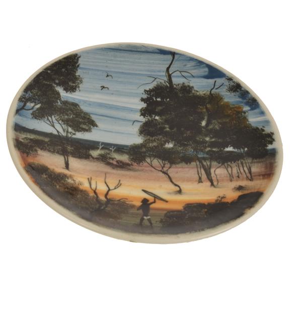 Appraisal: AM BOYD AUSTRALIA PLATE WITH INDIGENOUS SCENE SIGNED CM DIAMETER