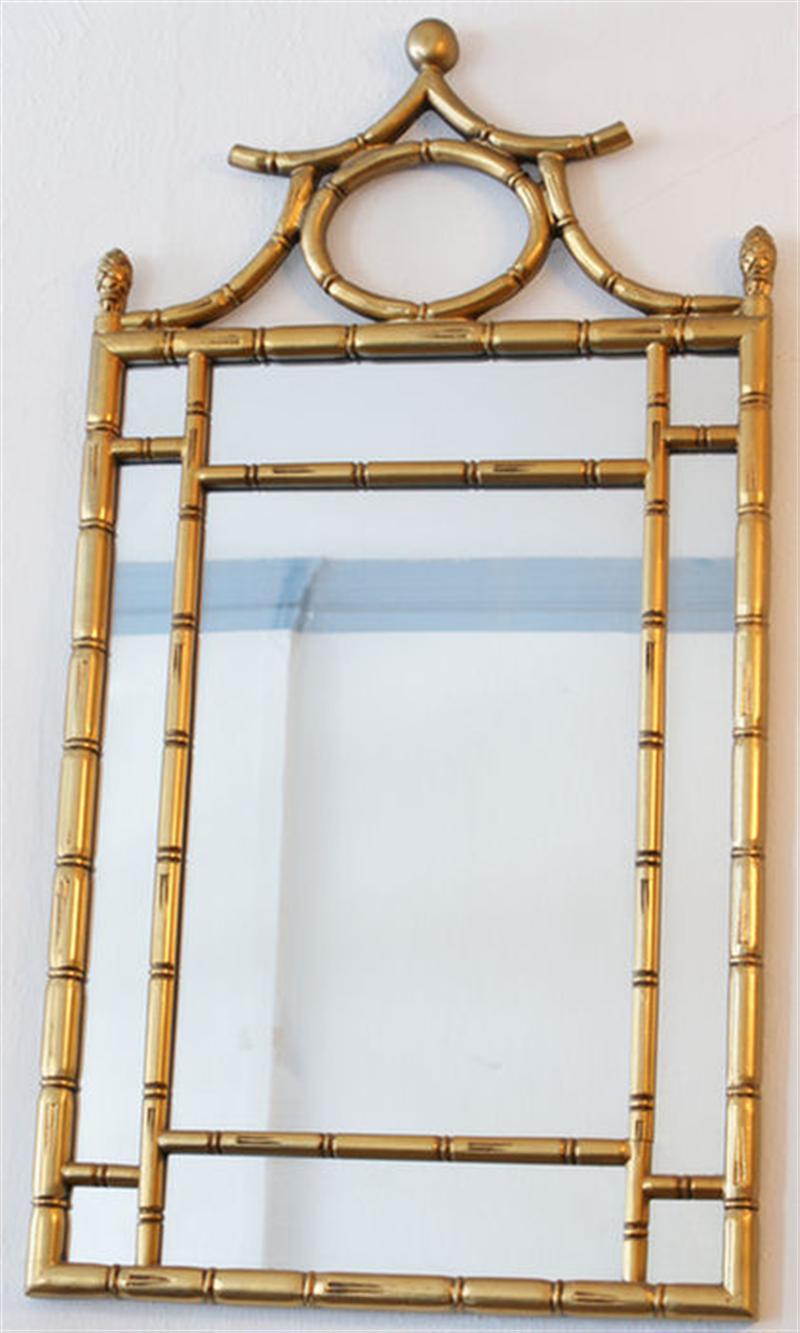 Appraisal: Gilt bamboo turned Chinese style mirror h Estimate -