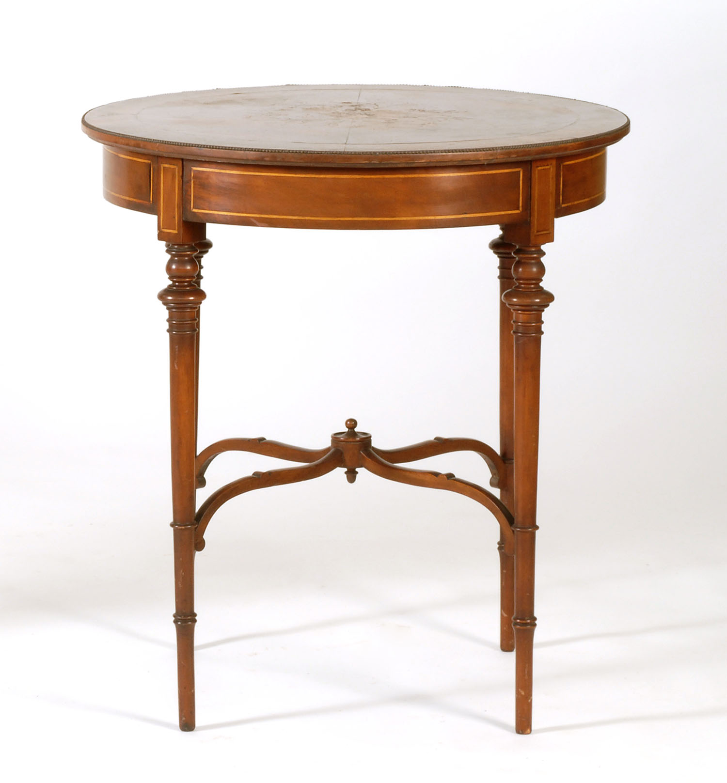 Appraisal: EARLY TH CENTURY CIRCULAR LAMP TABLE in select mahogany veneers