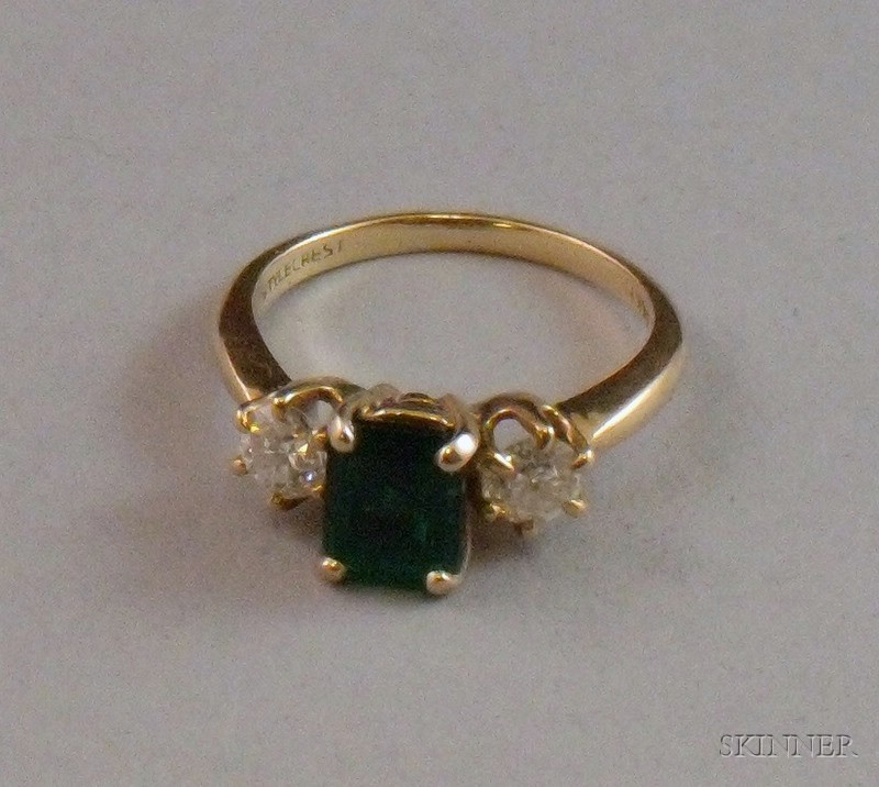 Appraisal: kt Gold Emerald and Diamond Ring Stylecrest size