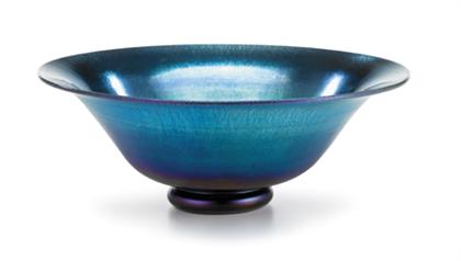 Appraisal: Steuben blue Aurene glass bowl th century With a wide