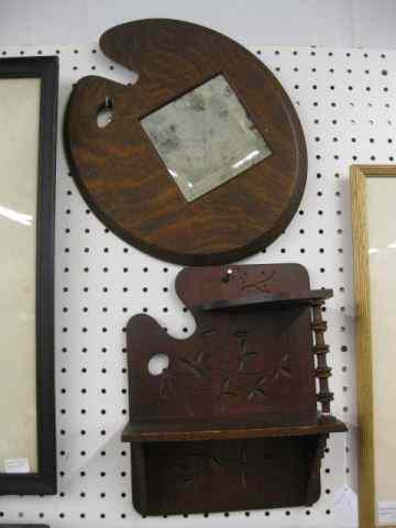 Appraisal: Wall Items Curio Shelf and Mirror inartist palette shape