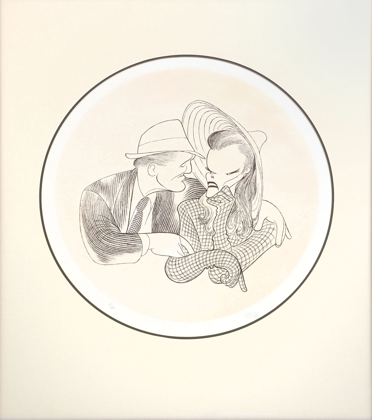 Appraisal: HIRSCHFELD Albert - ''Spencer Tracy and Catherine Hepburn'' Lithograph diameter