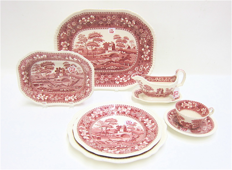 Appraisal: SPODE CHINA SET forty-eight pieces in the Pink Tower pattern