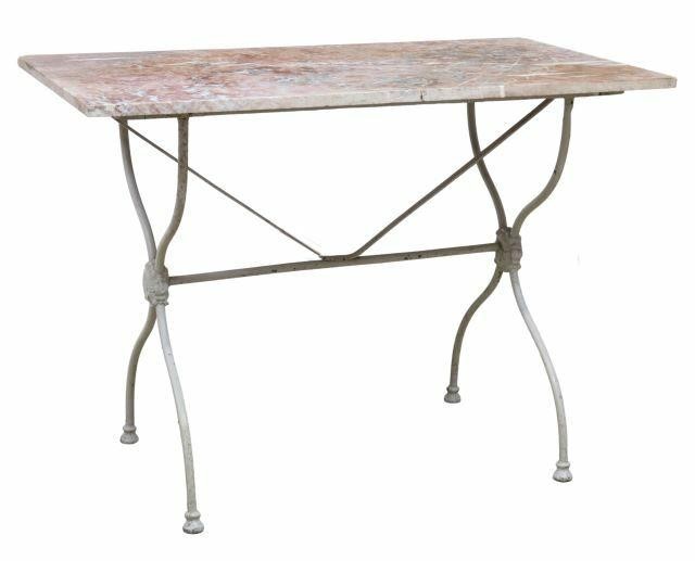 Appraisal: French marble-top bistro table early th c rectangular marble top