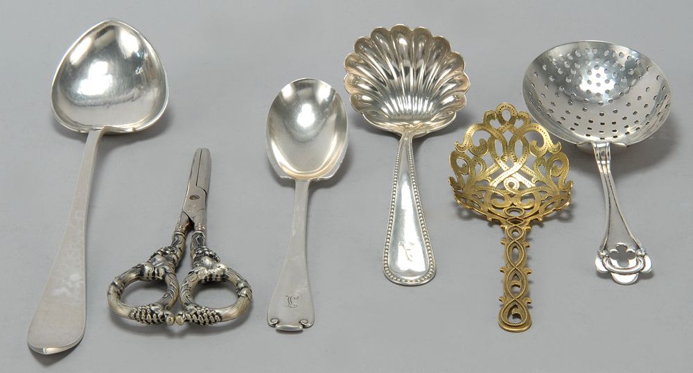 Appraisal: SIX STERLING SILVER SERVING PIECES Late th Early th CenturyBy