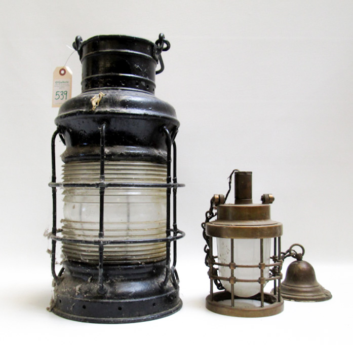 Appraisal: TWO NAUTICAL LANTERNS the first a large round lantern with