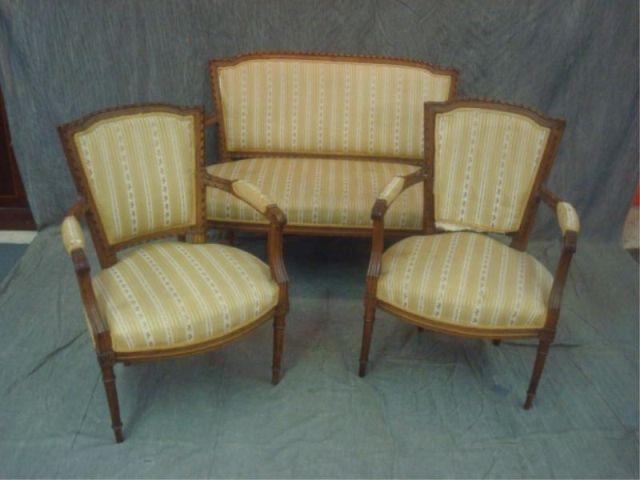 Appraisal: Piece Louis XVI Style Fruitwood Upholstered and Carved Wood Parlor