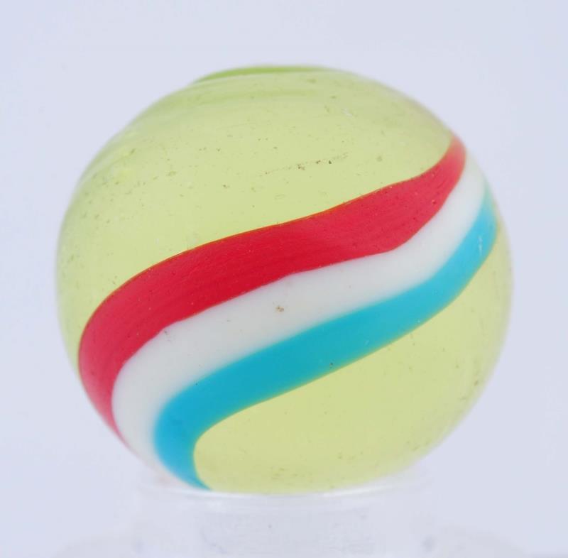 Appraisal: Vaseline Glass Banded Swirl Marble Vaseline base with one outer