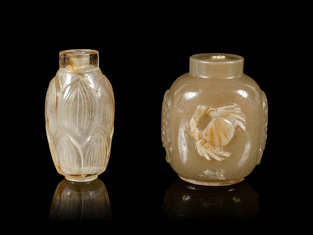 Appraisal: Two Hardstone Snuff Bottle Height of largest in cm Two