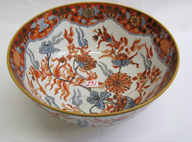 Appraisal: TWO CHINESE HAND ENAMELED PUNCH BOWLS The larger elaborately decorated