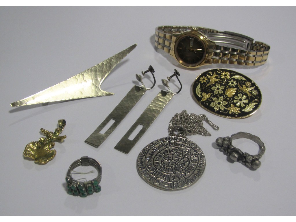 Appraisal: Lot comprising designer earrings and brooch by Hugh MacLeod ladies