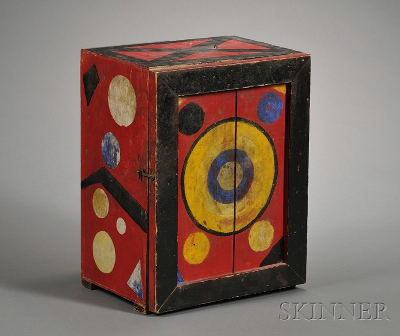 Appraisal: Polychrome Painted Pine Box America early th century rectangular box