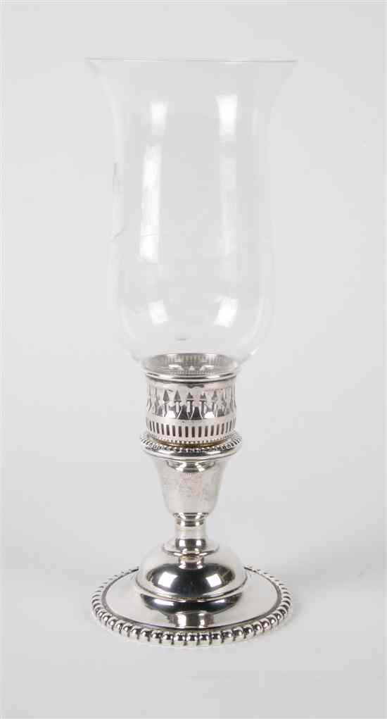 Appraisal: An American Sterling Silver Hurricane Lamp International having a weighted