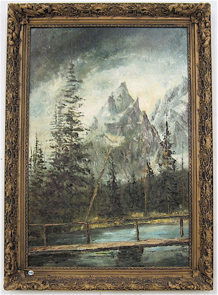 Appraisal: WILLY GISIN OIL ON MASONITE Swiss American - Mountain landscape