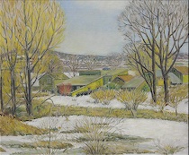 Appraisal: Belle Hoffman American - An early Spring farm scene Oil