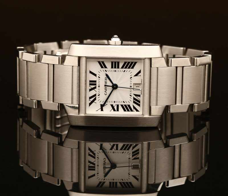 Appraisal: A Cartier 'Francaise' stainless steel tank wristwatch Signed 'Cartier Swiss